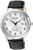 Citizen Eco-Drive Herrenuhr mit silbernem Zifferblatt und schwarzem Lederarmband, rund