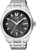 Citizen Herrenuhr mit Metallarmband, rundem schwarzem Zifferblatt und Datumsanzeige bei 7