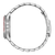 Orologio in acciaio inossidabile, vista laterale con corona e pulsanti sulla cassa