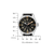 Herrenarmbanduhr mit schwarzem Zifferblatt und silbernem Gehäuse, schwarzes Textilband