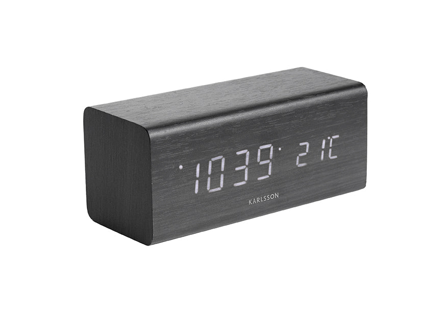 Karlsson Block KA5652BK Wecker Schwarz • LED-Display mit Datum und Temperatur • Netzbetrieb per USB