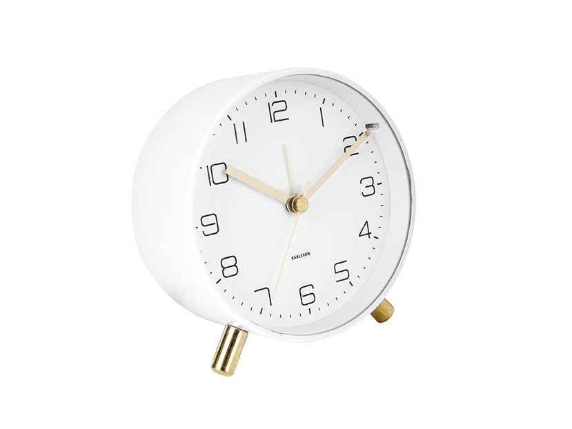 Karlsson Lofty KA5752WH Wecker Weiß • Geräuschloses Sweep-Uhrwerk • Nachtlichtfunktion