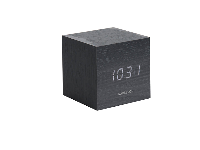 Karlsson Mini Cube KA5655BK Wecker Schwarz • LED-Digital-Anzeige • Netzbetrieb via USB