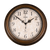 Orologio da giardino con cornice rotonda marrone, quadrante beige, lancette e numeri neri