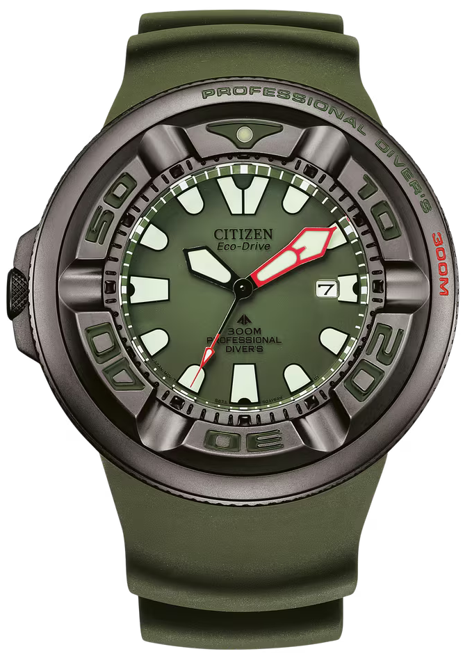 Citizen Promaster Herrenuhr mit grünem Zifferblatt und olivfarbenem Armband, 300 m