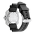 Herrenarmbanduhr Rückseite mit schwarzem Kautschukarmband und Metallgehäuse