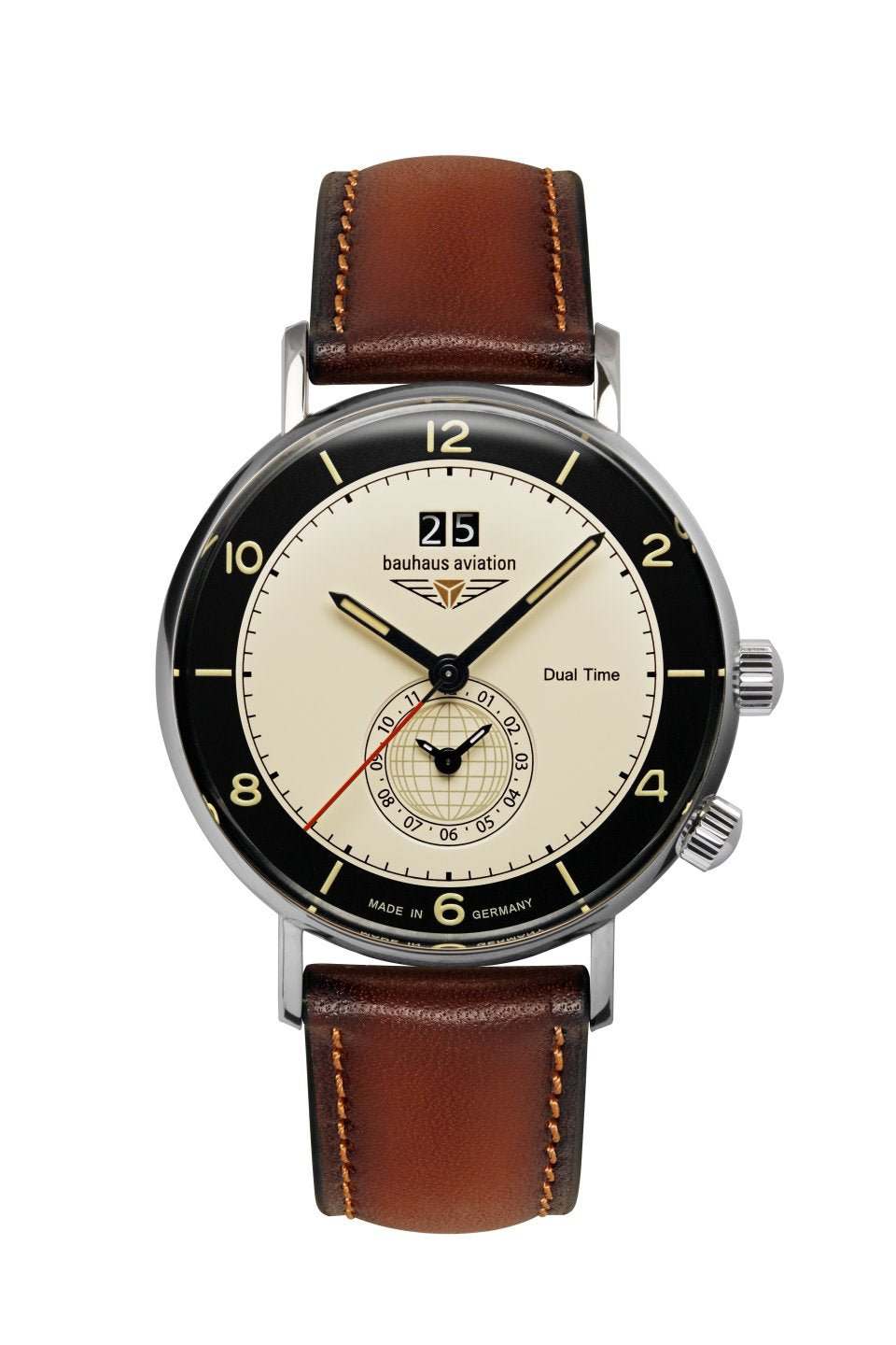 Bauhaus Aviation 2446-2 Herren Armbanduhr • Schweizer Quarzwerk • Vintage Pilotendesign