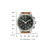 Orologio cronografo con quadrante nero, cinturino in pelle marrone e cassa in argento