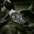 Herrenarmbanduhr mit grünem Chronograph-Zifferblatt und Edelstahlarmband
