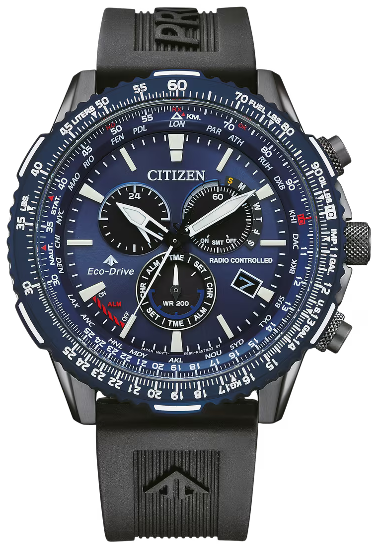 Citizen Promaster Herrenuhr mit blauem Zifferblatt, schwarzem Kautschukarmband, Eco-Drive