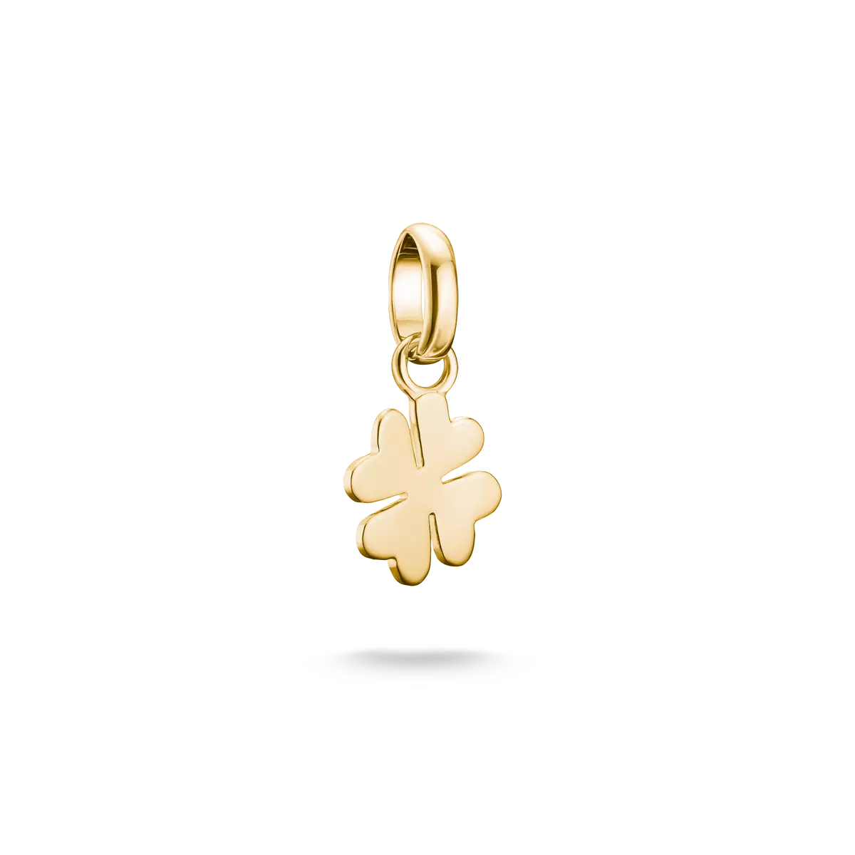 Ciondolo a forma di quadrifoglio in oro 18k placcato oro, con passante a occhiello