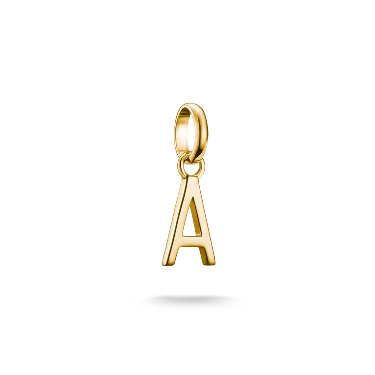 "Ciondolo Charm Thomas Sabo, lettera \"A\", in argento dorato"