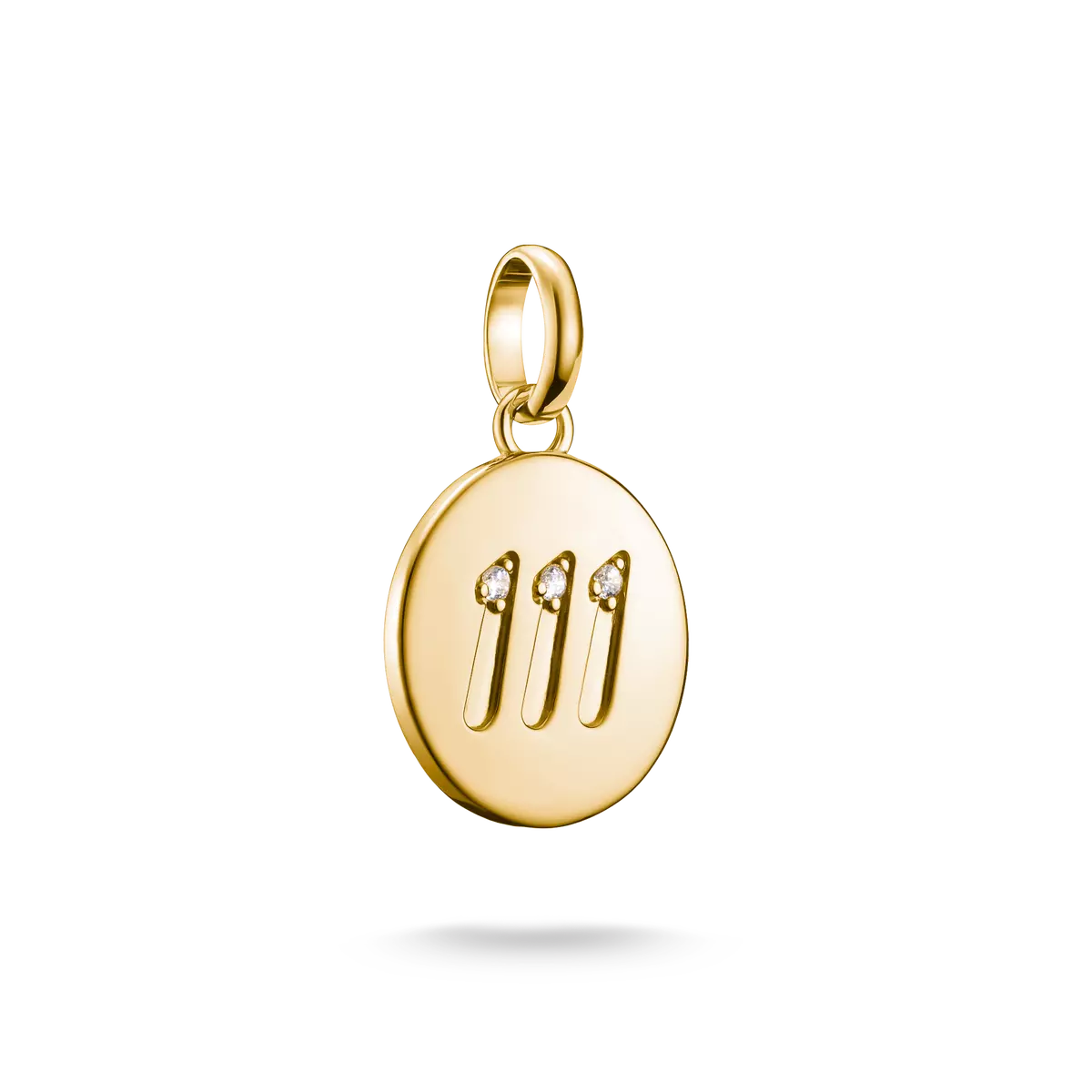 Ciondolo Charm, numeri angelici 111, con pietre preziose bianche, in argento, placcato oro - Thomas Sabo Modello: CC1248-414-14