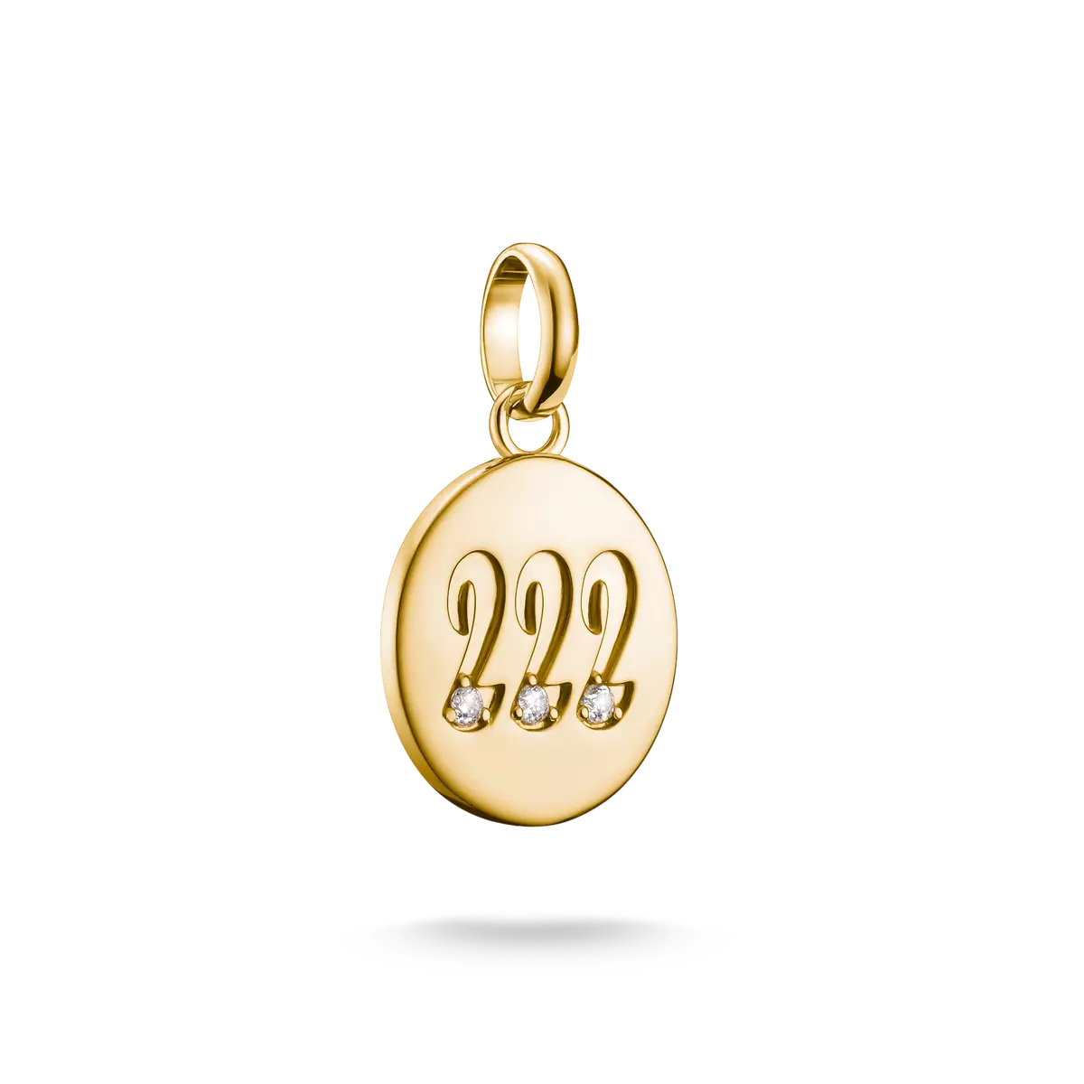 Ciondolo Charm, numeri angelici 222, con pietre preziose bianche, in argento, placcato oro - Thomas Sabo Modello: CC1249-414-14
