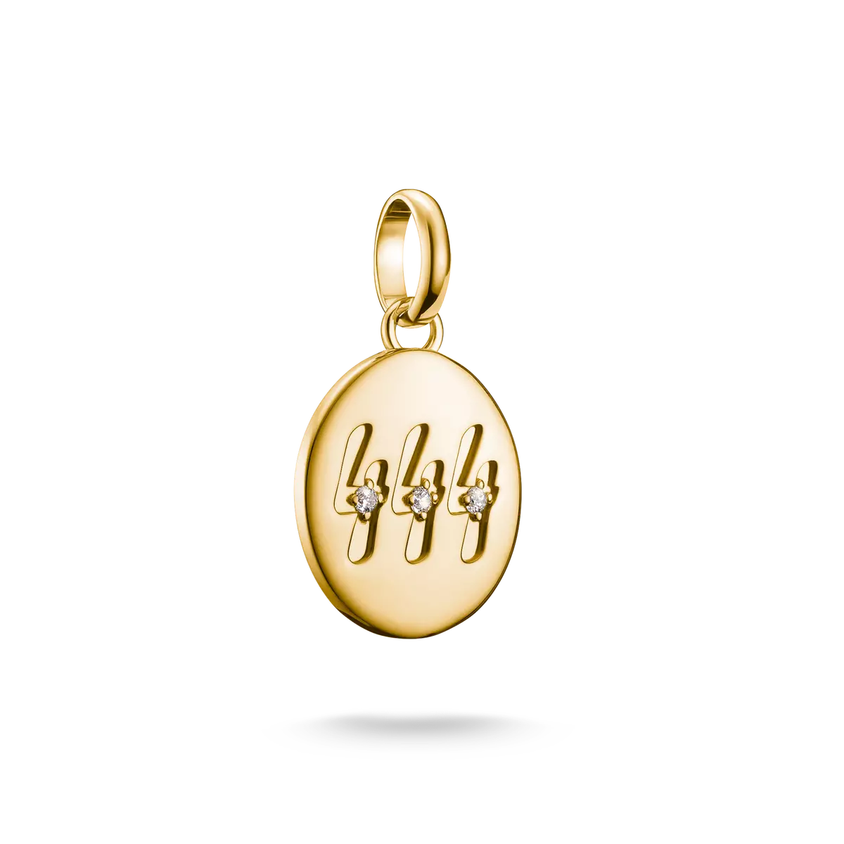 Ciondolo Charm, numeri angelici 444, con pietre bianche, in argento, placcato oro - Thomas Sabo Modello: CC1251-414-14