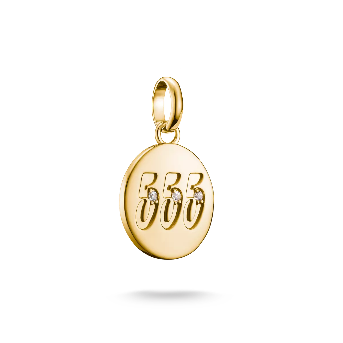 Ciondolo Charm, numeri angelici 555, con pietre preziose bianche, in argento, placcato oro - Thomas Sabo Modello: CC1252-414-14