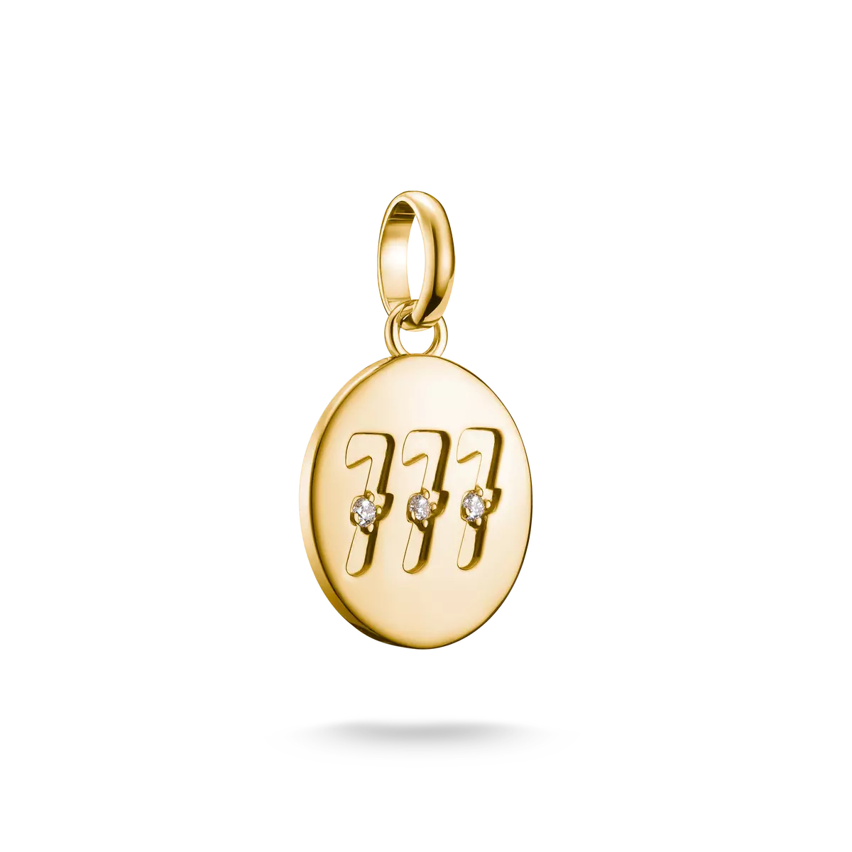 Ciondolo Charm, numeri angelici 777, con pietre preziose bianche, in argento, placcato oro - Thomas Sabo Modello: CC1254-414-14