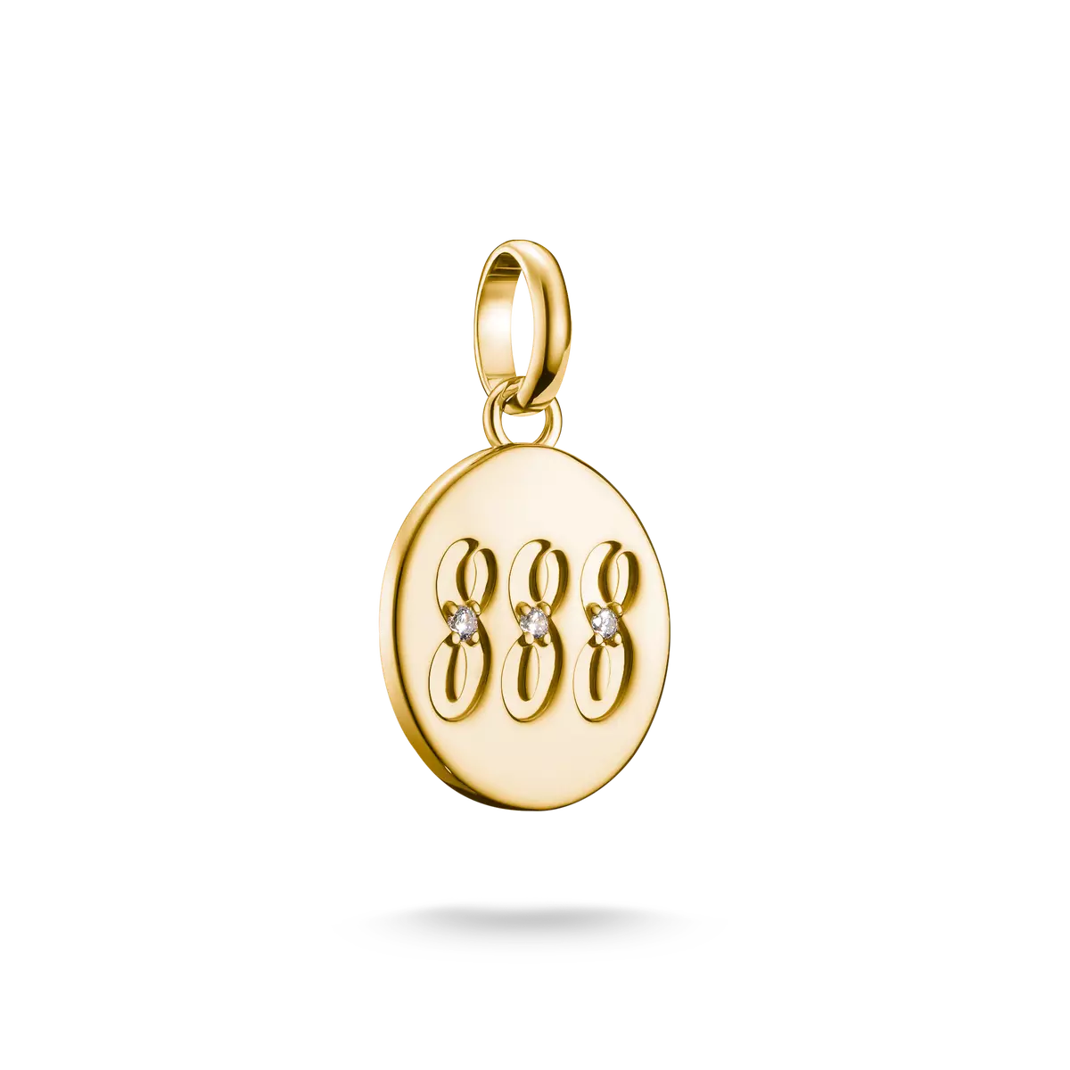 Ciondolo Charm, numeri angelici 888, con pietre preziose bianche, in argento, placcato oro - Thomas Sabo Modello: CC1255-414-14
