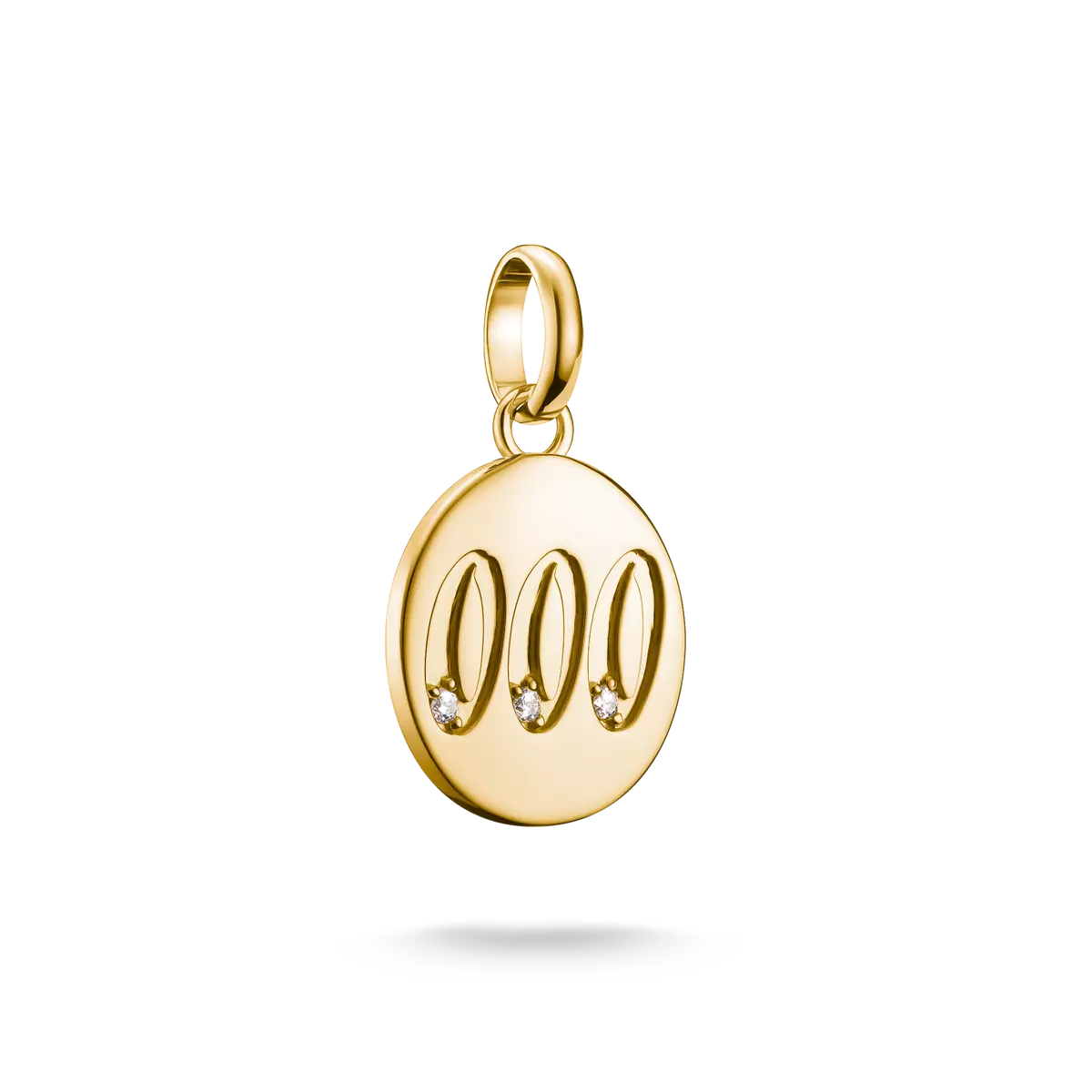 Ciondolo Charm, numeri angelici 000, con pietre bianche, in argento, placcato oro - Thomas Sabo Modello: CC1257-414-14