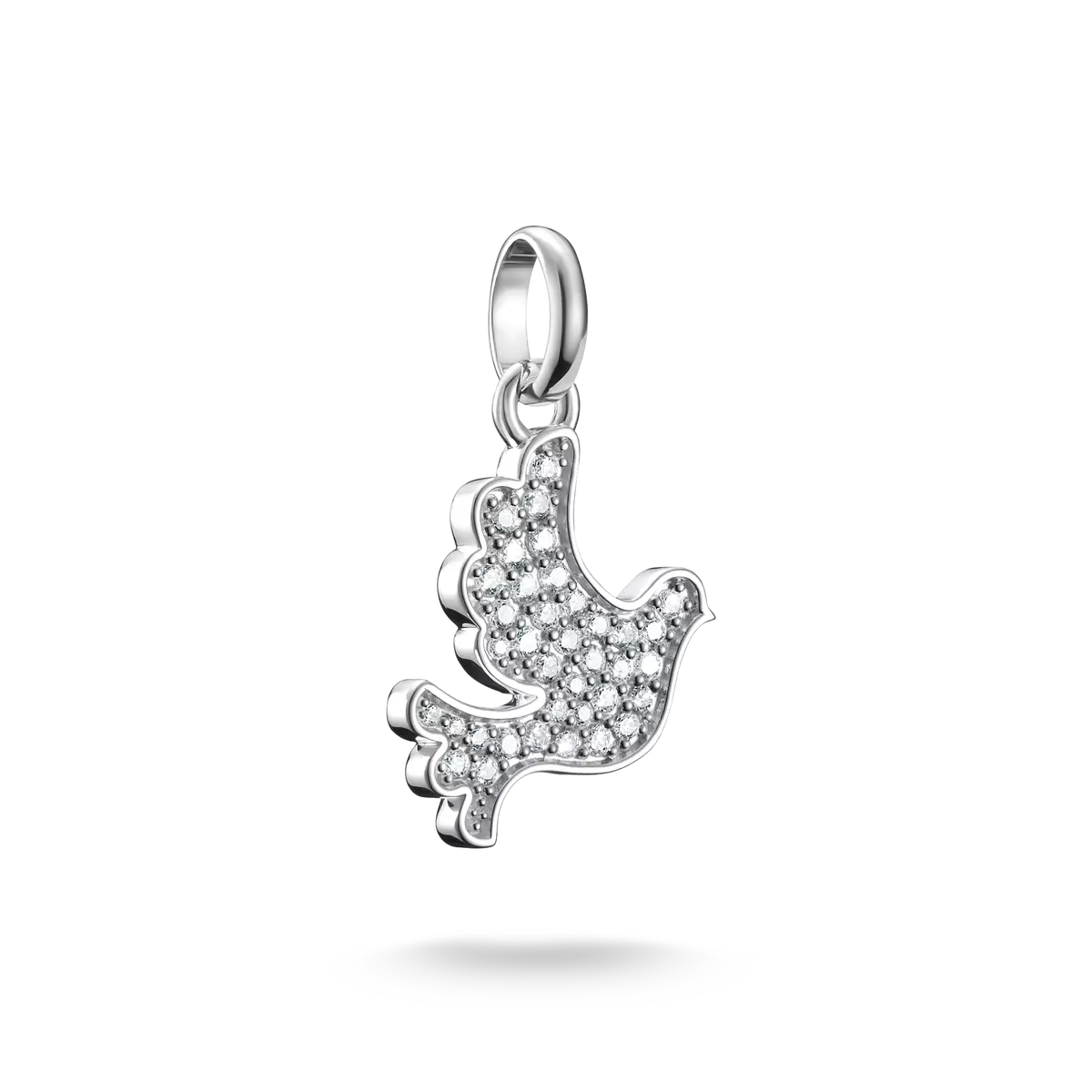 Ciondolo Charm Thomas Sabo, Colomba della Pace con pietre preziose bianche, in argento