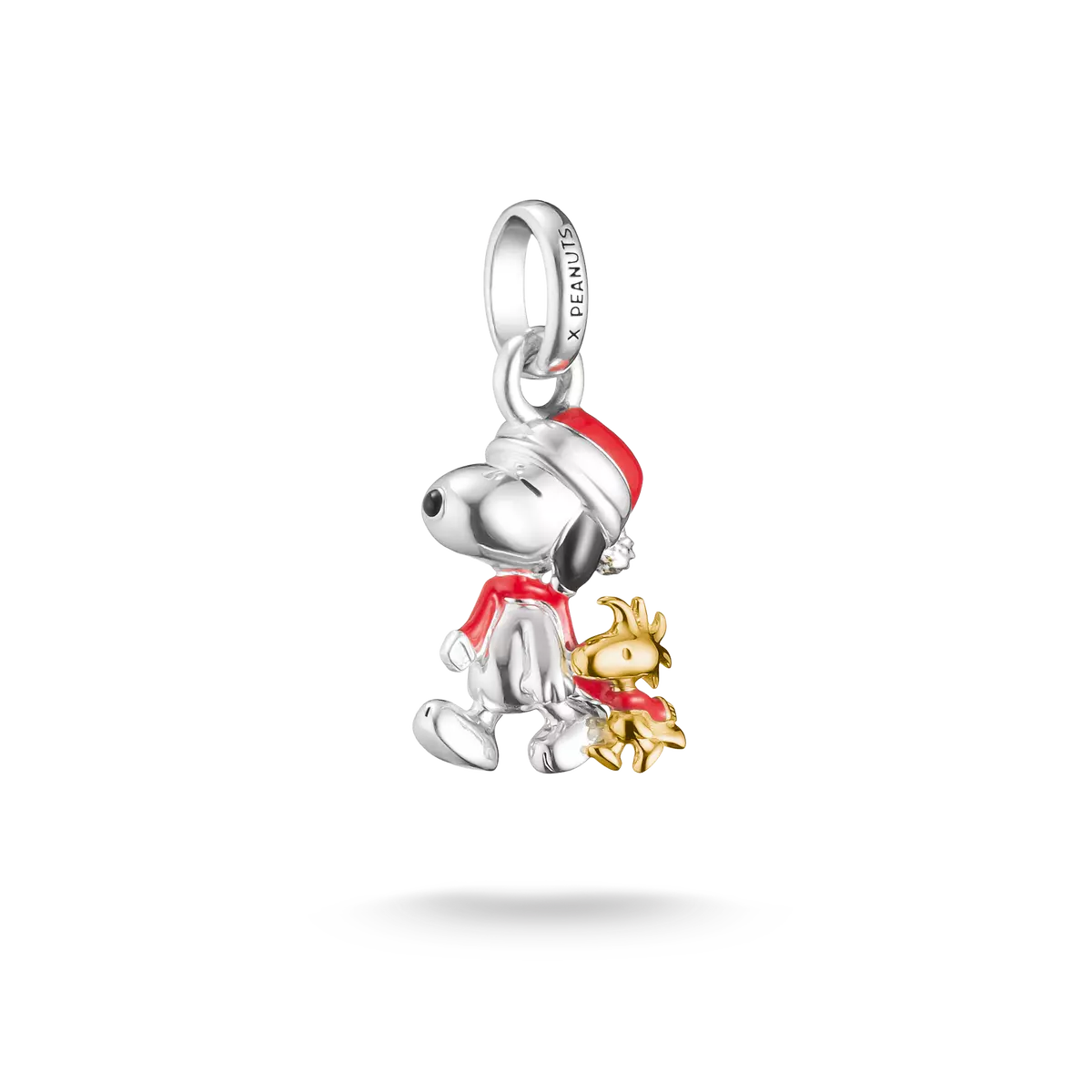 Ciondolo Charm Snoopy & Woodstock Edizione Babbo Natale, placcato oro 18k - THOMAS SABO Modello: CC1307-427-7