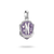 Ciondolo charm in argento con scudo araldico viola, lettera "N" e 17/91