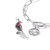 Charm pendente Connect in argento su maglia di catena con bordo traforato e zirconi