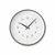 Weiße Wanduhr mit schwarzem Rand, arabischen Ziffern und Sweep-Quarzwerk.
