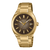 Casio Edifice Automatik-Uhr mit goldfarbenem Gehäuse, schwarzem Zifferblatt und Datumsanzeige