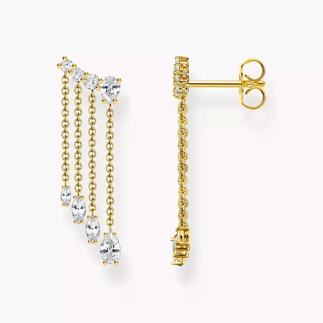Orecchini cascata con pietre bianche placcati oro
