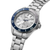 Orologio da uomo Seiko con cassa in acciaio inossidabile argentato, ghiera blu-bianca e quadrante bianco