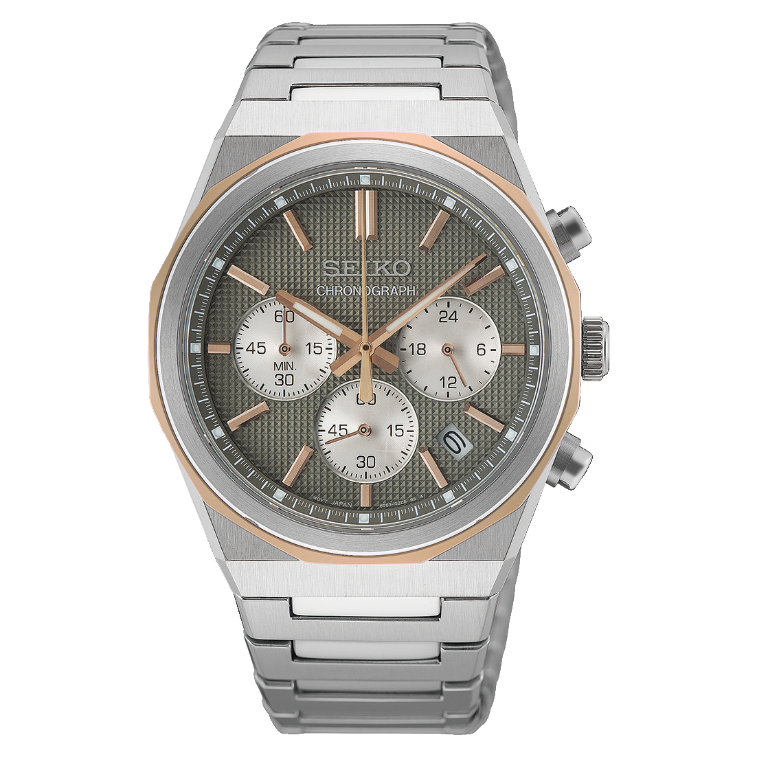 Seiko HGK002P1 Herrenuhr Chronograph Quarz Zweifarbig/Grau • Saphirglas • LumiBrite