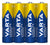 Alkalinebatterier i 4-pack, gul-blå, tryck "LONG LIFE POWER"