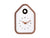 Orologio da parete a forma di casa, cornice color moka, lancette dorate, quadrante nero, numeri bianchi