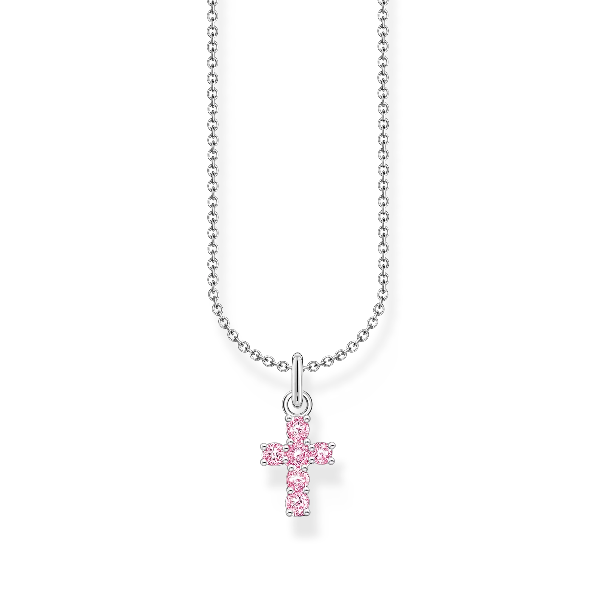 Collana con ciondolo a croce rosa in argento