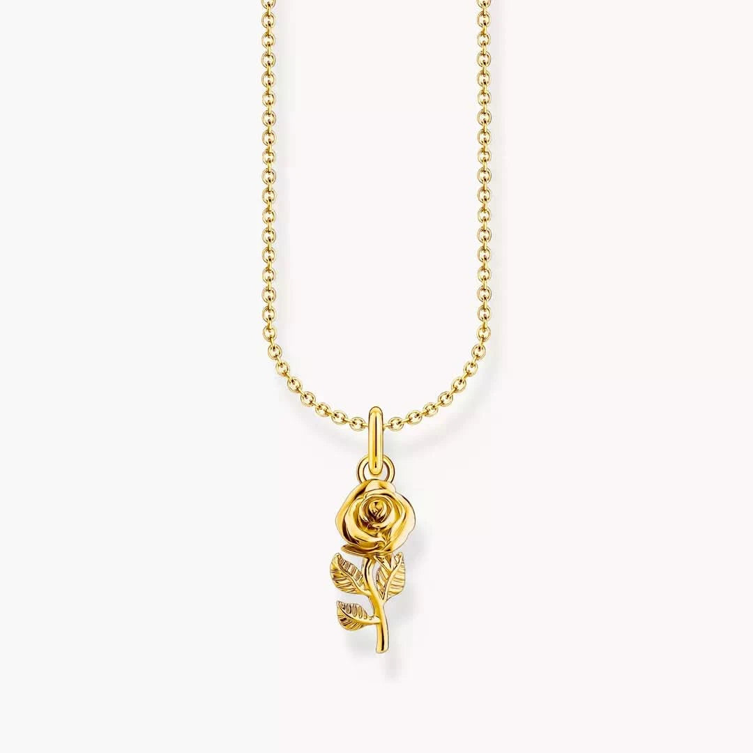Collana con pendente a rosa placcata oro