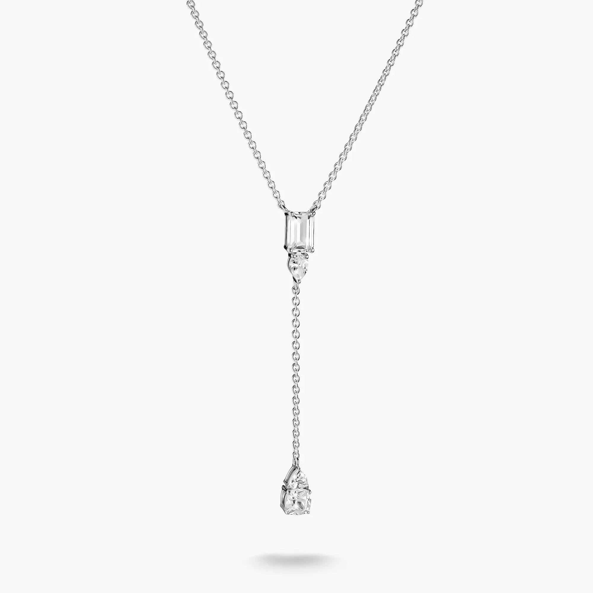Collana a forma di Y con zirconi bianchi Bold Elegance in argento