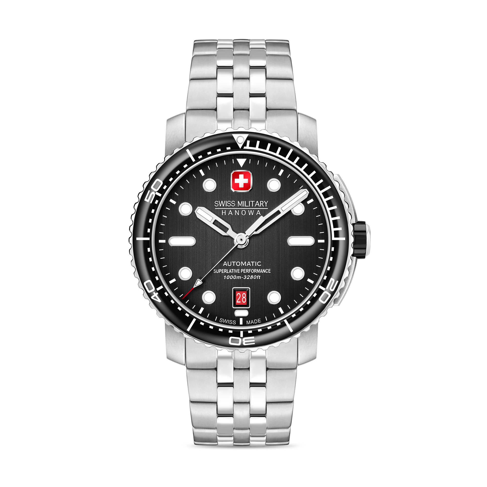 Swiss Military Hanowa Maitre Plongeur SMWGL0002001-SET Herrenuhr Schwarz • Automatikwerk Soprod P024 • 1000 m Wasserdicht