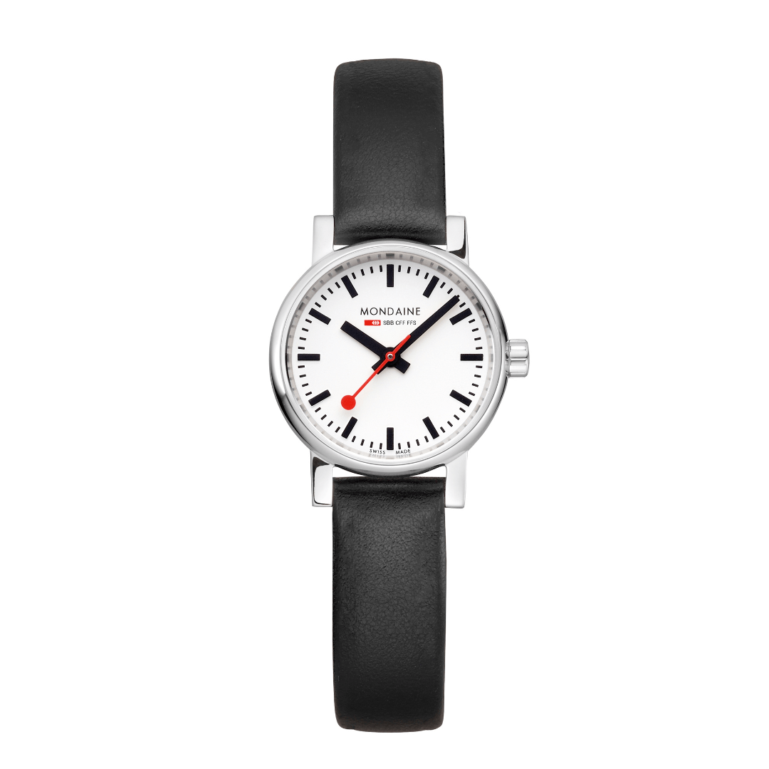Mondaine evo2 MSE.26110.LBV Damenuhr Schwarz • Saphirglas • Veganes Traubenleder-Armband