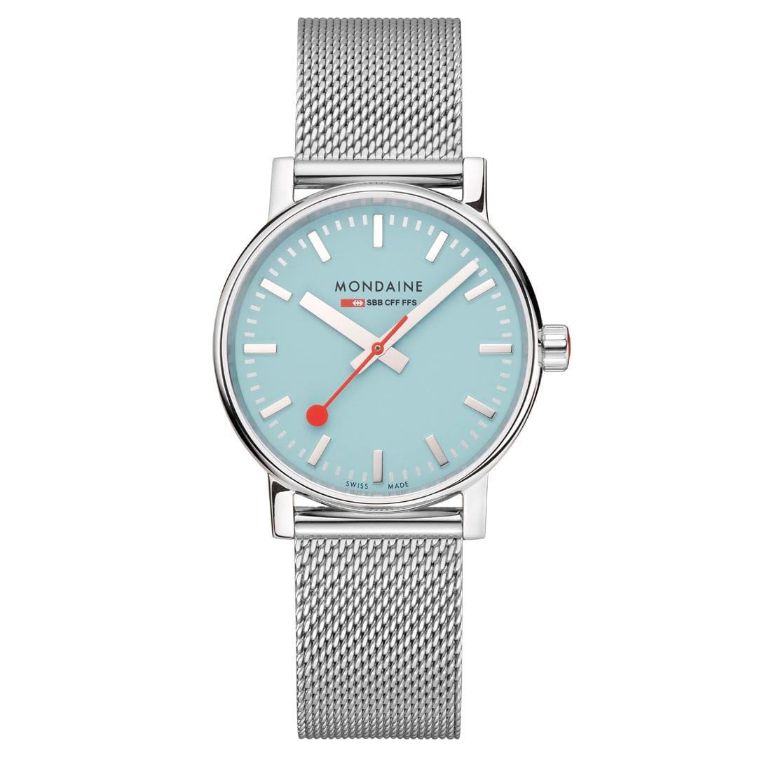Mondaine evo2 MSE.35140.SM Damenuhr Türkis • Saphirglas • Schweizer Quarzwerk