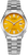 Citizen Uhr mit silbernem Edelstahlband, orangefarbenem Zifferblatt und Automatik-Schriftzug