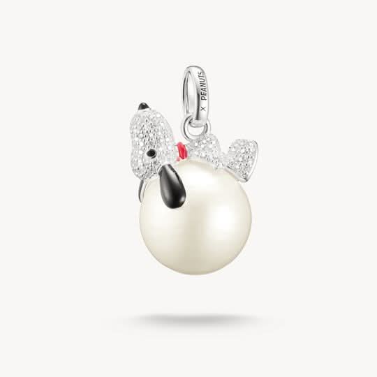 Esclusivo ciondolo THOMAS SABO PEANUTS Snoopy palla di neve in argento Sterling 925 con zirconi