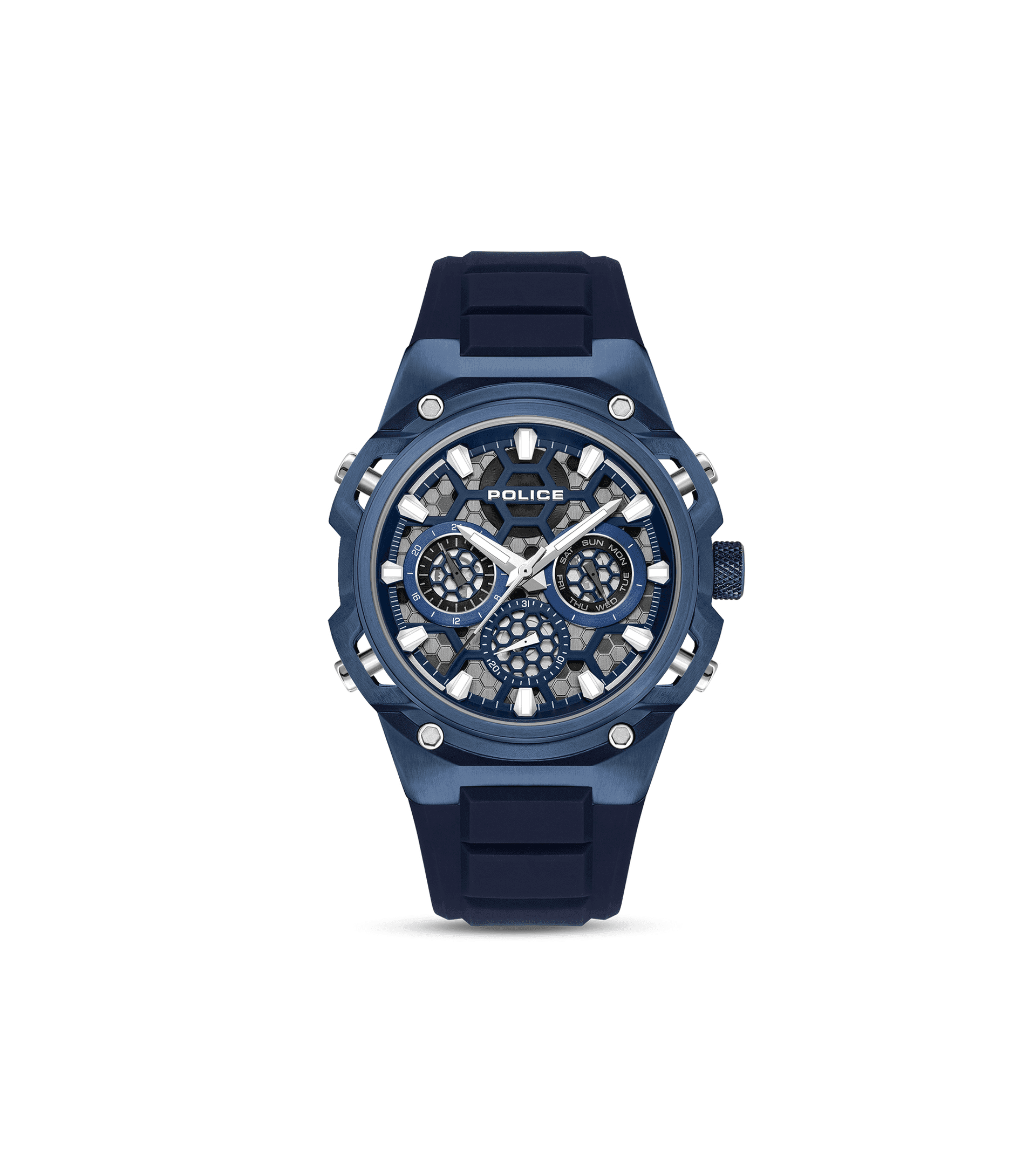 Police Challenger PEWGQ0071903 Herrenuhr Blau • Multifunktionswerk • Ionenbeschichtetes Gehäuse