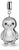 BERING Polar Pinguin Charm in acciaio inossidabile con zirconi – Portafortuna scintillante