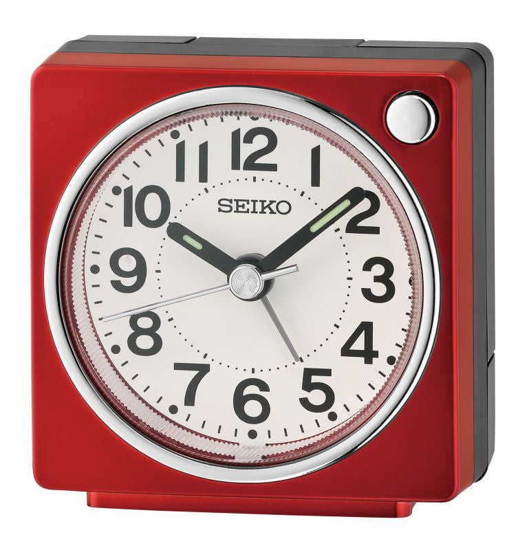 Seiko QHE196R Orologio da Tavolo Rosso • Lancetta dei Secondi Silenziosa • Funzione Snooze