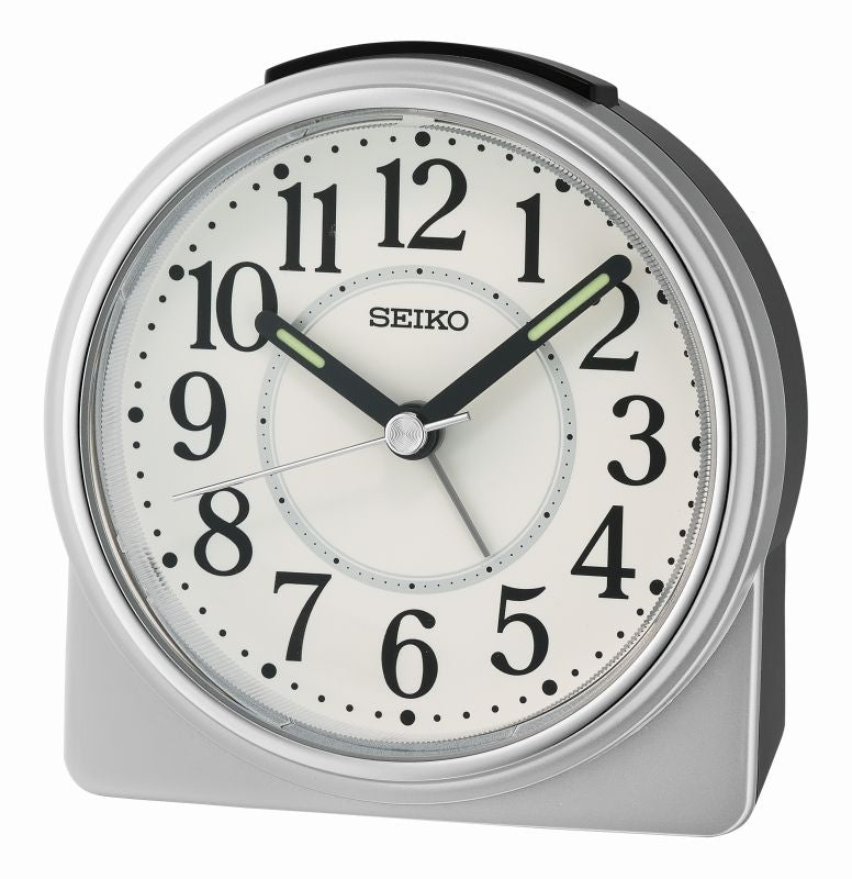 Seiko QHE198S Orologio da Tavolo Argento • Movimento al Quarzo Sweep Silenzioso • Luce & Funzione Snooze