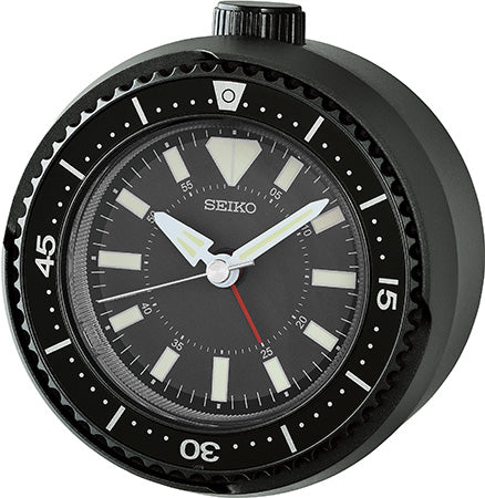 Seiko QHE207K Sveglia da Tavolo Nera • Movimento Sweep • Luminescenza Lumibrite