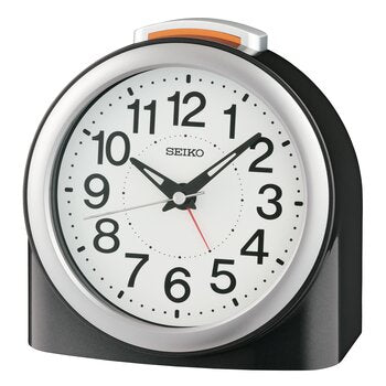 Seiko QHE211K Orologio da Tavolo Nero • Movimento Sweep Silenzioso • Sveglia con Volume Crescente