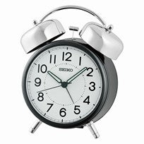 Seiko QHK063K Sveglia da Comodino Nero Metallico • Movimento al Quarzo Sweep Silenzioso • Quadrante Luminoso LumiBrite