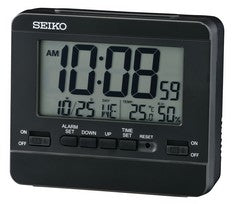 Seiko QHL086K Orologio Digitale Nero • Sveglia LCD Doppia • Termometro & Igrometro
